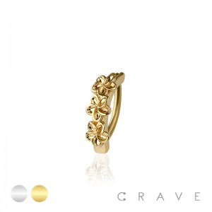 316L SURGICAL STEEL MULTI SAKURA FLOWER RAIL CLICKER BELLY RING